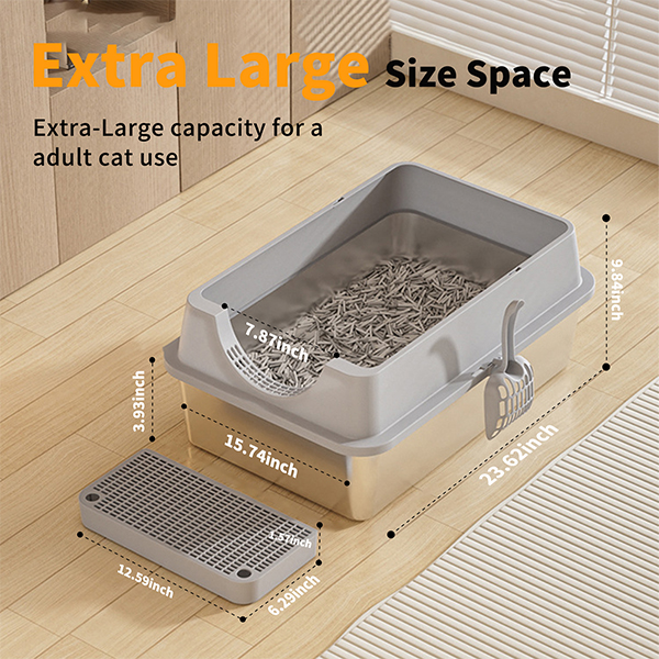Semi closed-cat litter box