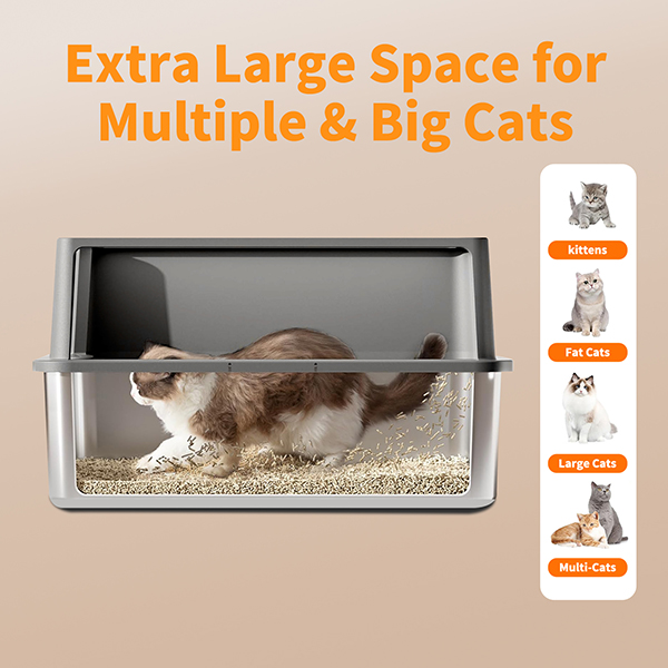 Semi closed-cat litter box