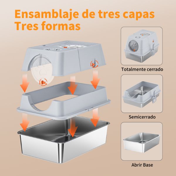 Arenero para gatos completamente cerrado