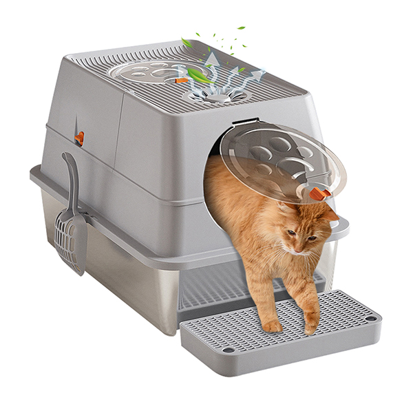 Fully enclosed-cat litter box 